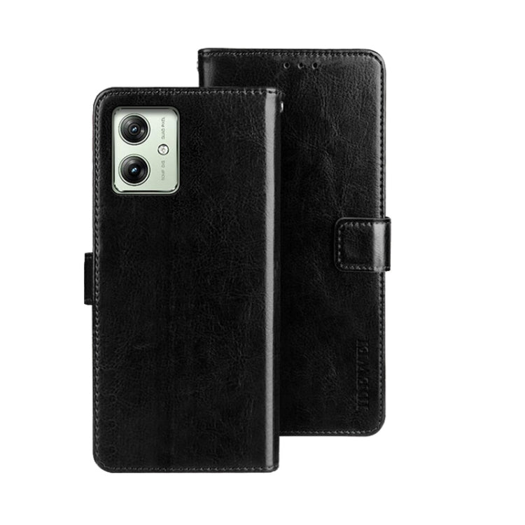 For Motorola Moto G54 5G EU idewei Crazy Horse Texture Leather Phone Case(Black) by idewei