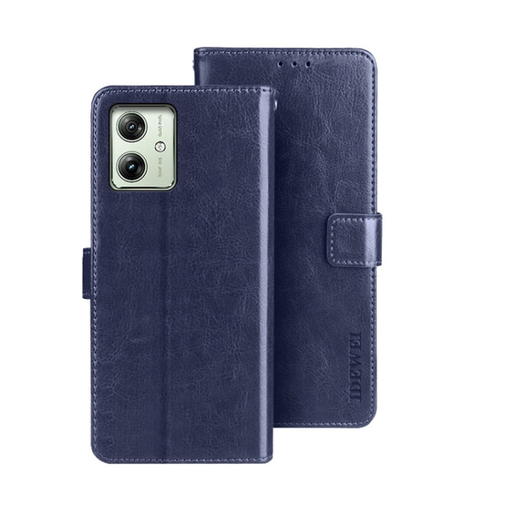 For Motorola Moto G54 5G EU idewei Crazy Horse Texture Leather Phone Case(Blue) by idewei