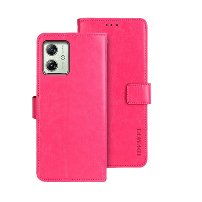 For Motorola Moto G54 5G EU idewei Crazy Horse Texture Leather Phone Case(Rose Red) by idewei