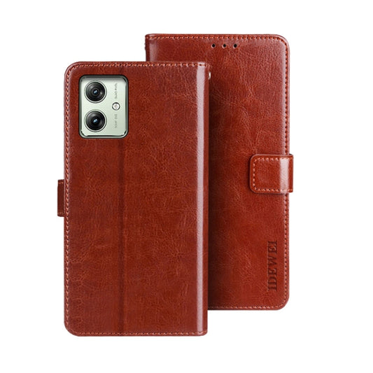 For Motorola Moto G54 5G EU idewei Crazy Horse Texture Leather Phone Case(Brown) by idewei