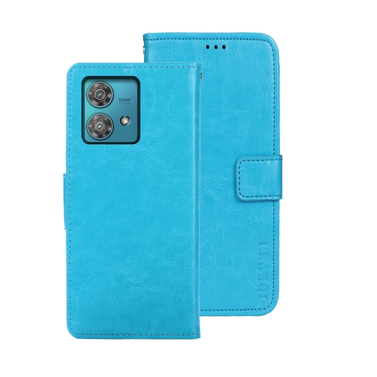 For Motorola Edge 40 Neo idewei Crazy Horse Texture Leather Phone Case(Sky Blue) by idewei