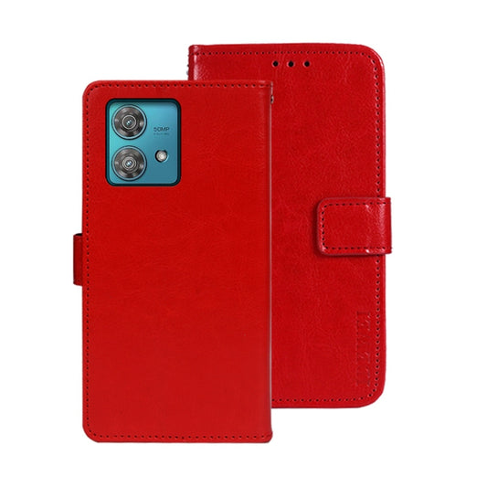 For Motorola Edge 40 Neo idewei Crazy Horse Texture Leather Phone Case(Red) by idewei
