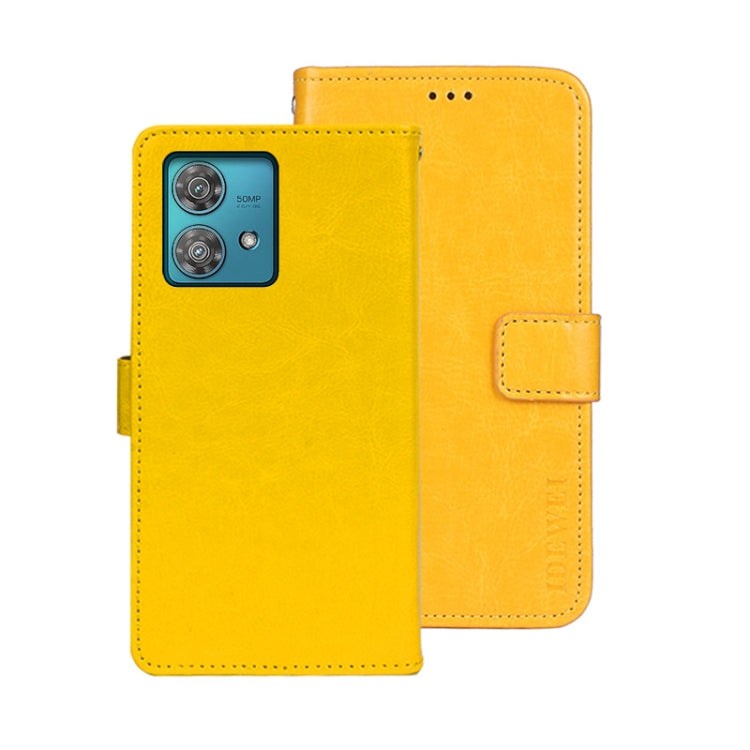 For Motorola Edge 40 Neo idewei Crazy Horse Texture Leather Phone Case(Yellow) by idewei