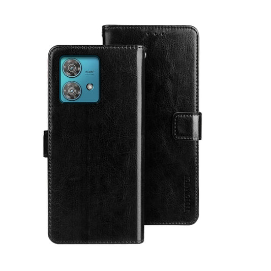 For Motorola Edge 40 Neo idewei Crazy Horse Texture Leather Phone Case(Black) by idewei