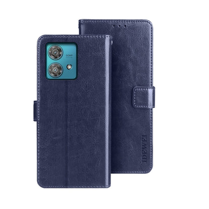 For Motorola Edge 40 Neo idewei Crazy Horse Texture Leather Phone Case(Blue) by idewei