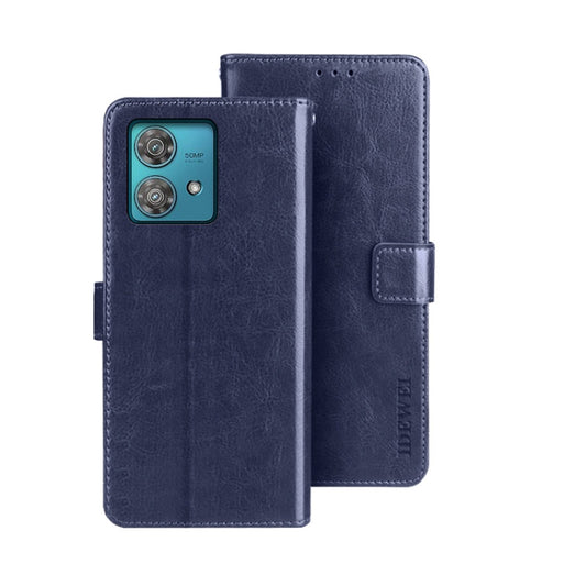 For Motorola Edge 40 Neo idewei Crazy Horse Texture Leather Phone Case(Blue) by idewei