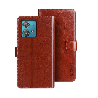 For Motorola Edge 40 Neo idewei Crazy Horse Texture Leather Phone Case(Brown) by idewei