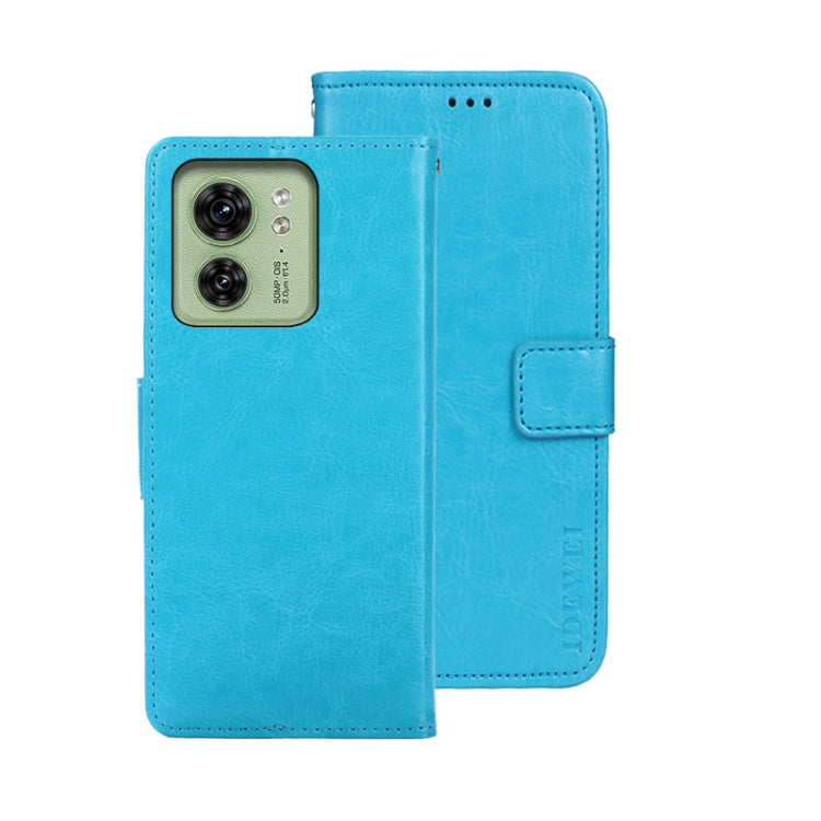 For Motorola Edge 40 5G idewei Crazy Horse Texture Leather Phone Case(Sky Blue) by idewei
