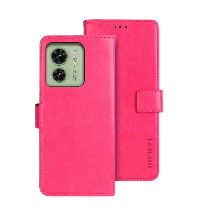 For Motorola Edge 40 5G idewei Crazy Horse Texture Leather Phone Case(Rose Red) by idewei