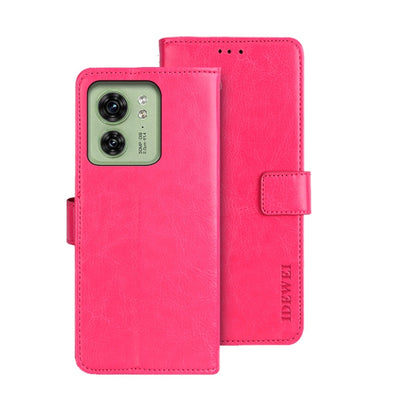 For Motorola Edge 40 5G idewei Crazy Horse Texture Leather Phone Case(Rose Red) by idewei