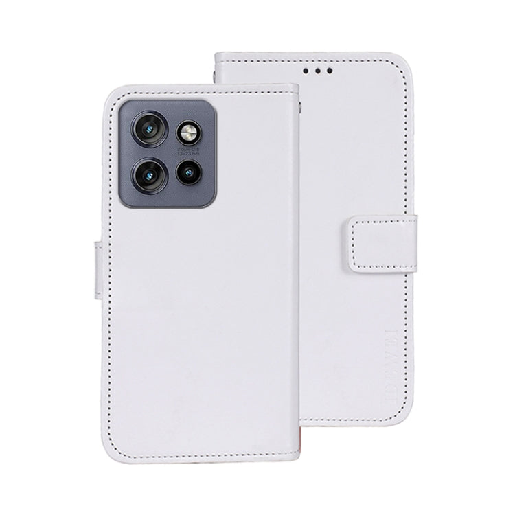 For Motorola Edge 50 Neo idewei Crazy Horse Texture Leather Phone Case(White) by idewei
