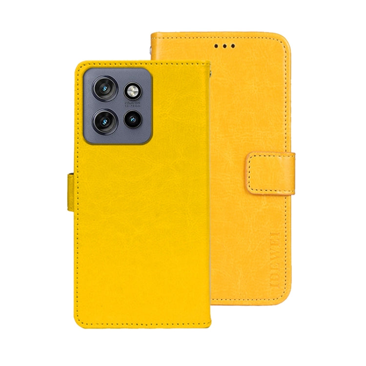 For Motorola Edge 50 Neo idewei Crazy Horse Texture Leather Phone Case(Yellow) by idewei