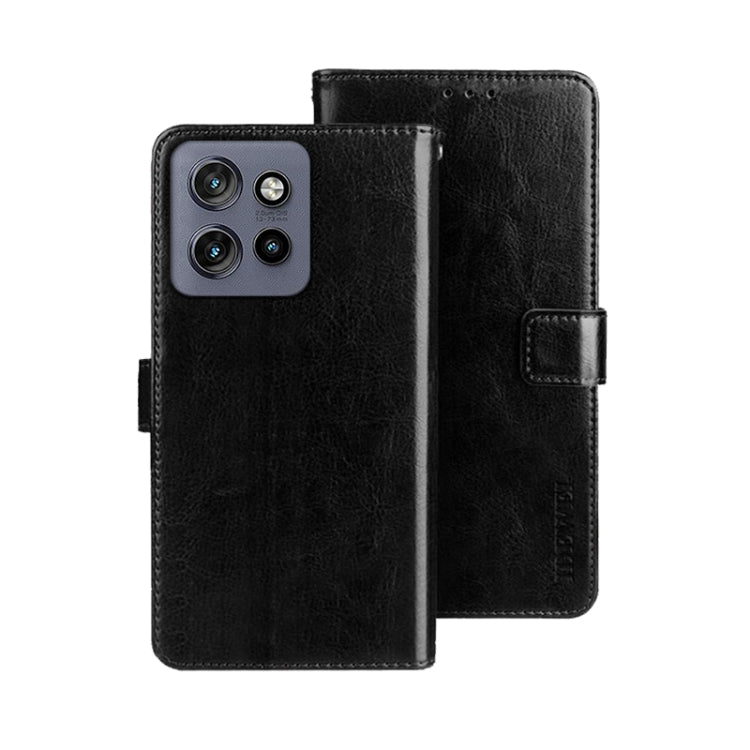 For Motorola Edge 50 Neo idewei Crazy Horse Texture Leather Phone Case(Black) by idewei