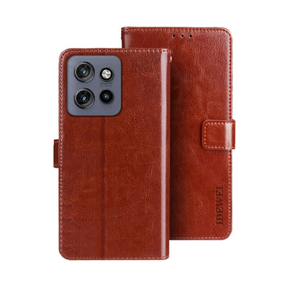 For Motorola Edge 50 Neo idewei Crazy Horse Texture Leather Phone Case(Brown) by idewei