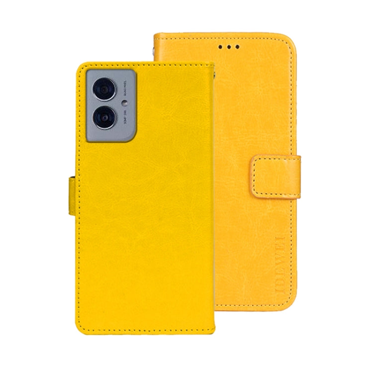 For Motorola Moto G55 5G idewei Crazy Horse Texture Leather Phone Case(Yellow) by idewei