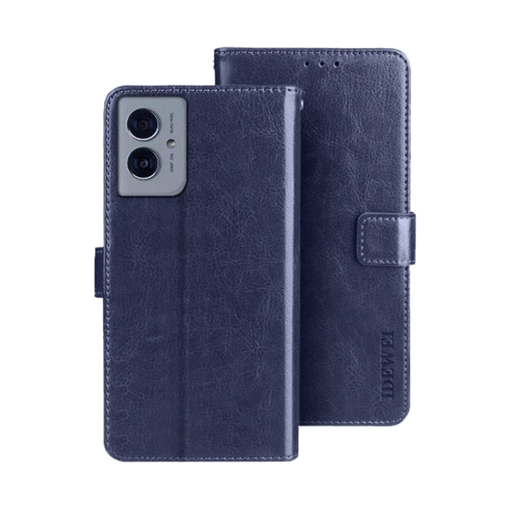 For Motorola Moto G55 5G idewei Crazy Horse Texture Leather Phone Case(Blue) by idewei