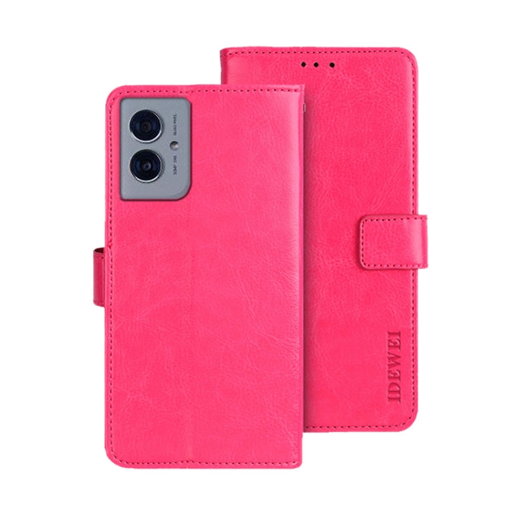 For Motorola Moto G55 5G idewei Crazy Horse Texture Leather Phone Case(Rose Red) by idewei