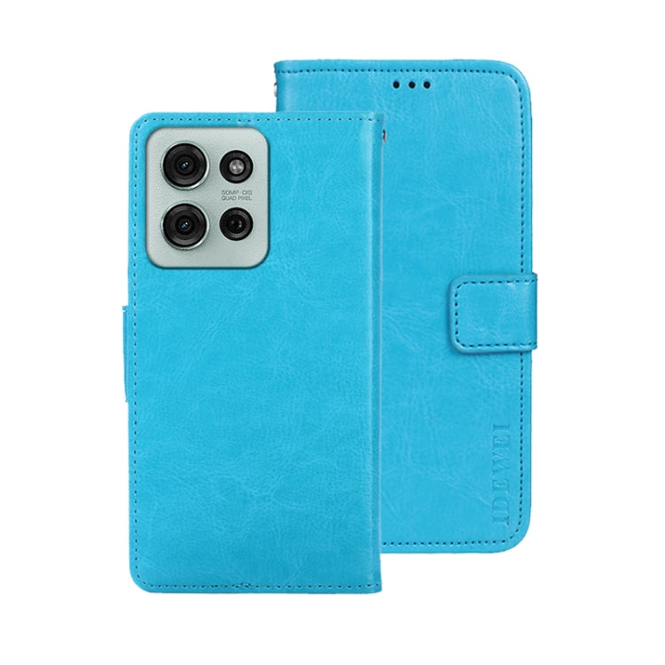 For Motorola Moto G75 5G idewei Crazy Horse Texture Leather Phone Case(Sky Blue) by idewei
