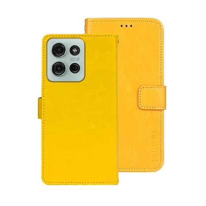 For Motorola Moto G75 5G idewei Crazy Horse Texture Leather Phone Case(Yellow) by idewei