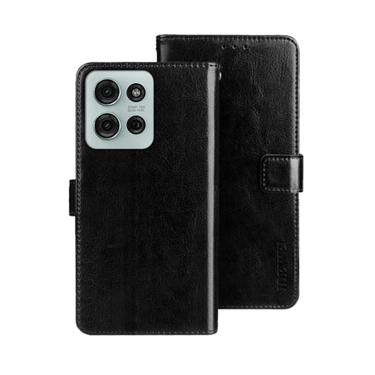 For Motorola Moto G75 5G idewei Crazy Horse Texture Leather Phone Case(Black) by idewei