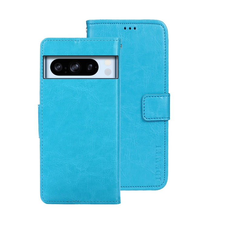 For Google Pixel 8 Pro idewei Crazy Horse Texture Leather Phone Case(Sky Blue) by idewei