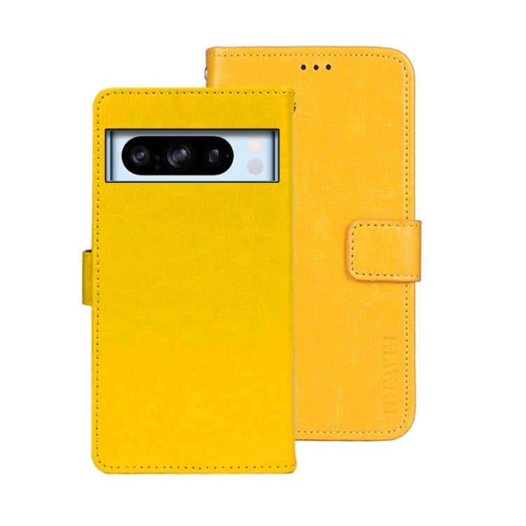 For Google Pixel 8 Pro idewei Crazy Horse Texture Leather Phone Case(Yellow) by idewei