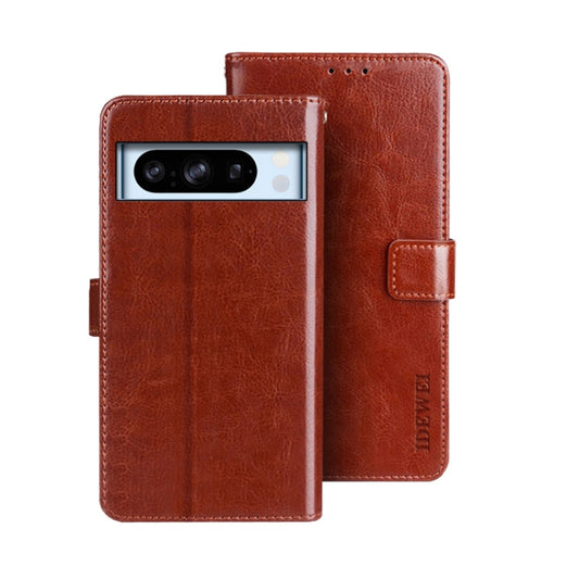 For Google Pixel 8 Pro idewei Crazy Horse Texture Leather Phone Case(Brown) by idewei