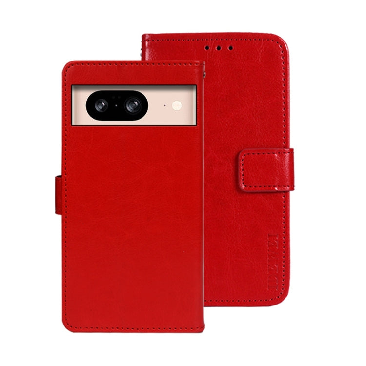 For Google Pixel 8 idewei Crazy Horse Texture Leather Phone Case(Red) by idewei