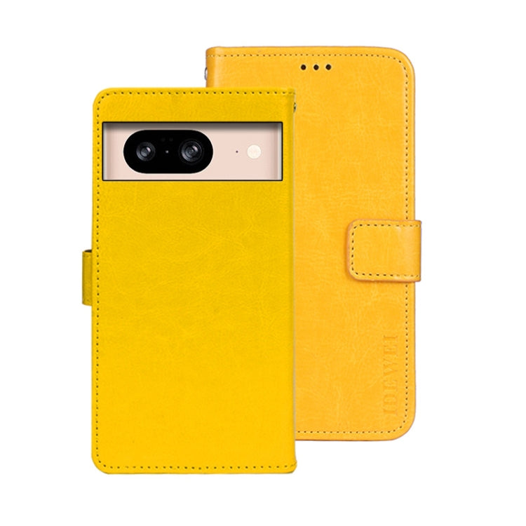 For Google Pixel 8 idewei Crazy Horse Texture Leather Phone Case(Yellow) by idewei