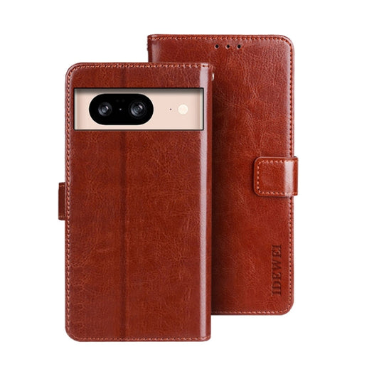 For Google Pixel 8 idewei Crazy Horse Texture Leather Phone Case(Brown) by idewei