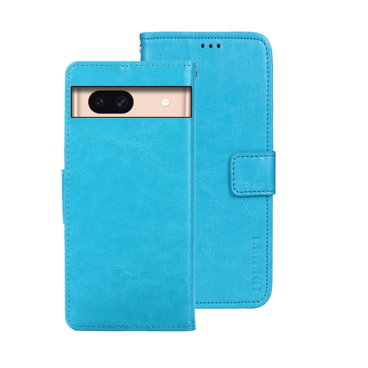 For Google Pixel 8a idewei Crazy Horse Texture Leather Phone Case(Sky Blue) by idewei