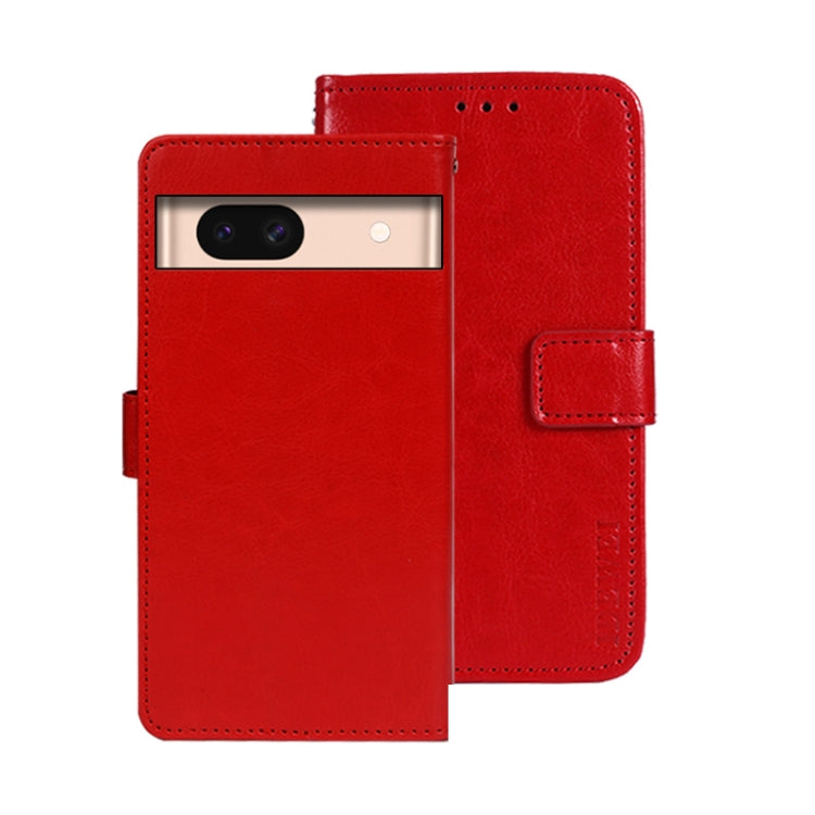 For Google Pixel 8a idewei Crazy Horse Texture Leather Phone Case(Red) by idewei