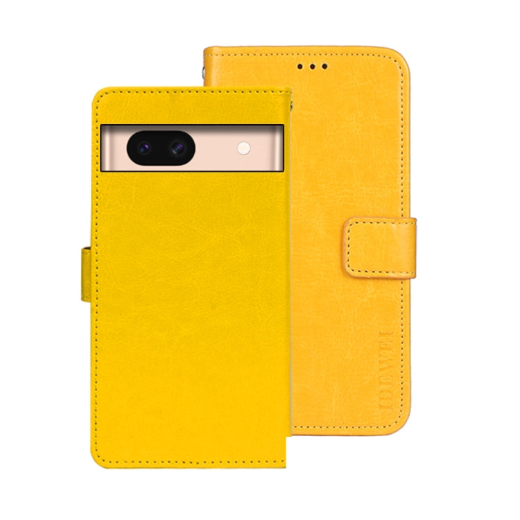 For Google Pixel 8a idewei Crazy Horse Texture Leather Phone Case(Yellow) by idewei