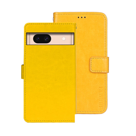 For Google Pixel 8a idewei Crazy Horse Texture Leather Phone Case(Yellow) by idewei
