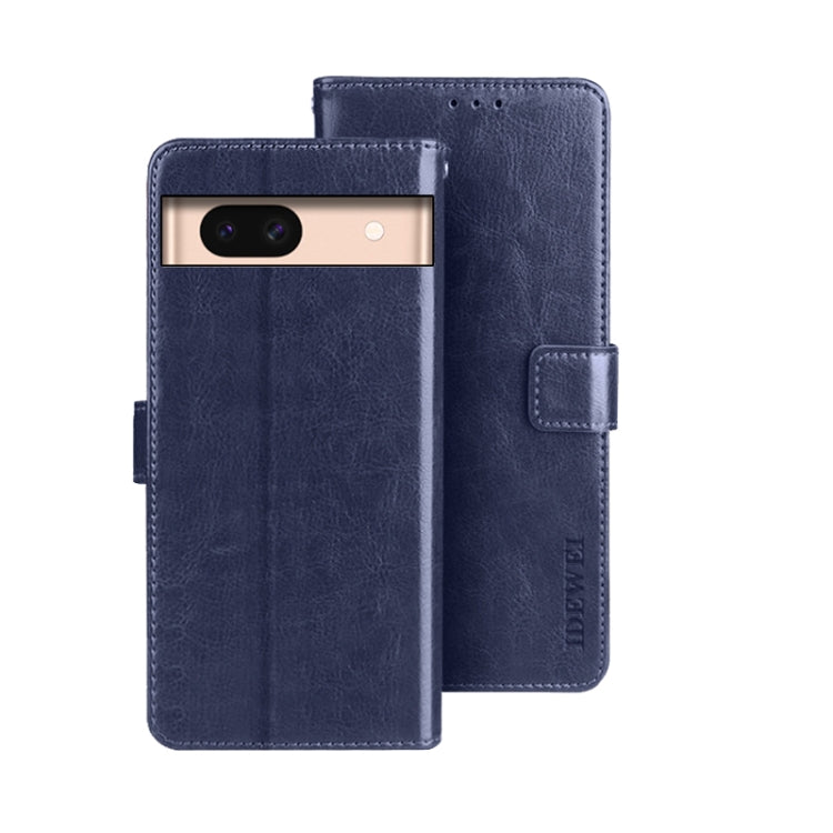 For Google Pixel 8a idewei Crazy Horse Texture Leather Phone Case(Blue) by idewei