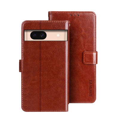 For Google Pixel 8a idewei Crazy Horse Texture Leather Phone Case(Brown) by idewei