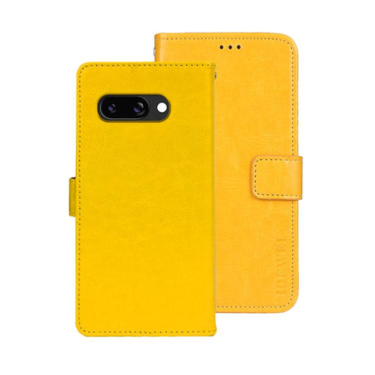 For Google Pixel 9a idewei Crazy Horse Texture Leather Phone Case(Yellow) by idewei