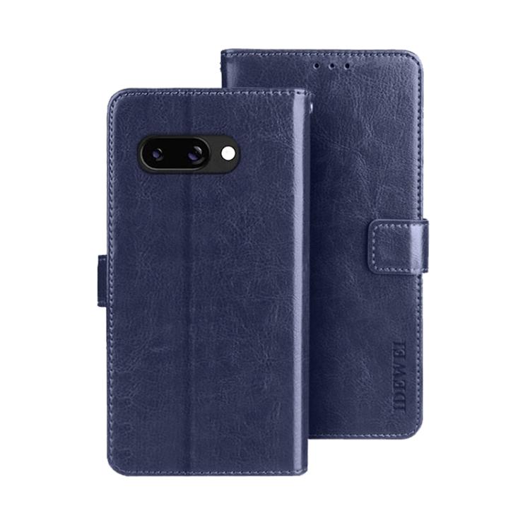 For Google Pixel 9a idewei Crazy Horse Texture Leather Phone Case(Blue) by idewei