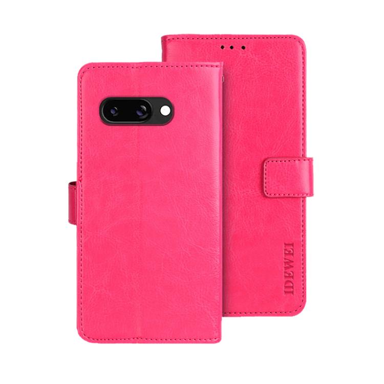For Google Pixel 9a idewei Crazy Horse Texture Leather Phone Case(Rose Red) by idewei