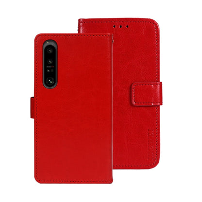 For Sony Xperia 1 V idewei Crazy Horse Texture Leather Phone Case with Holder(Red) by idewei
