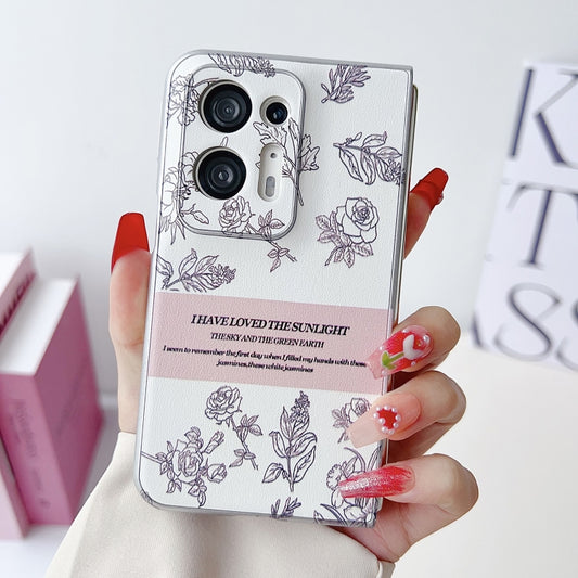 For OPPO Find N2 Pearlescent Paint Painted PC Phone Case with DIY Scarf Bracelet(Sketch Flower) by bashfashion