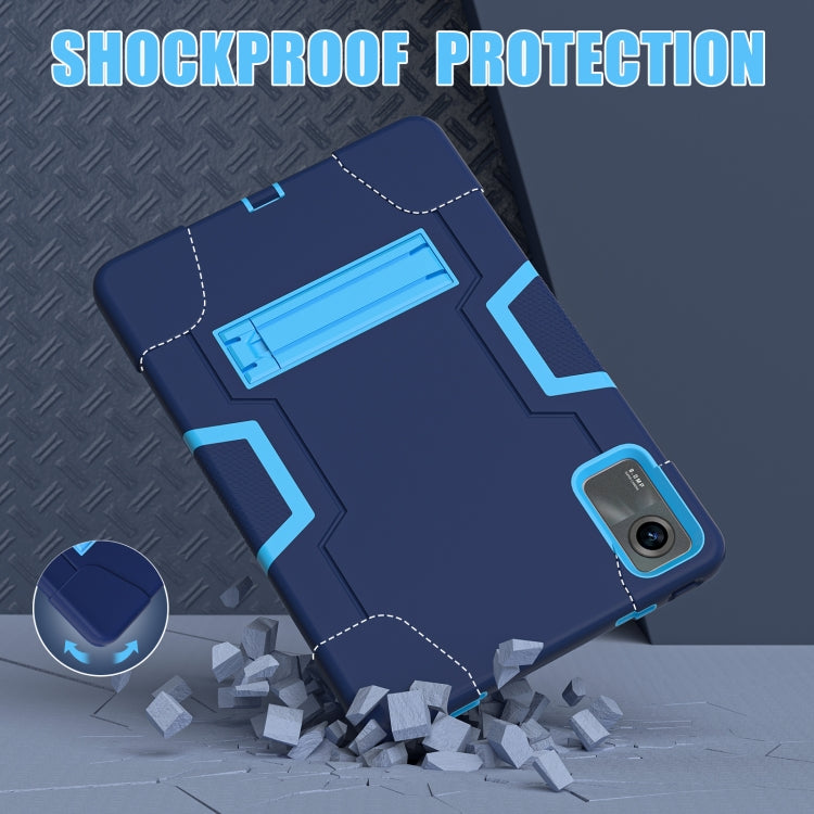For Xiaomi Redmi Pad SE 11 2023 Contrast Color Silicone Hybrid PC Tablet Case with Holder(Navy Blue Blue) by bashfashion
