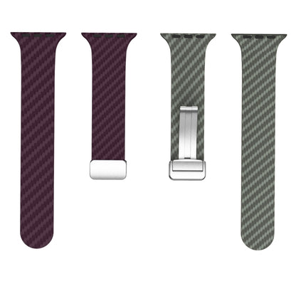 For Apple Watch Ultra 2 49mm Carbon Fiber Magnetic Silver Buckle Watch Band(Purple Green) by bashfashion