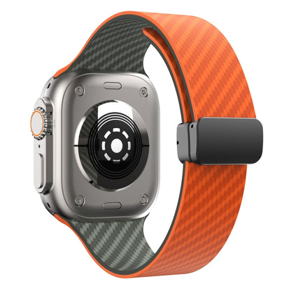 For Apple Watch Ultra 2 49mm Carbon Fiber Magnetic Black Buckle Watch Band(Orange Grass) by bashfashion