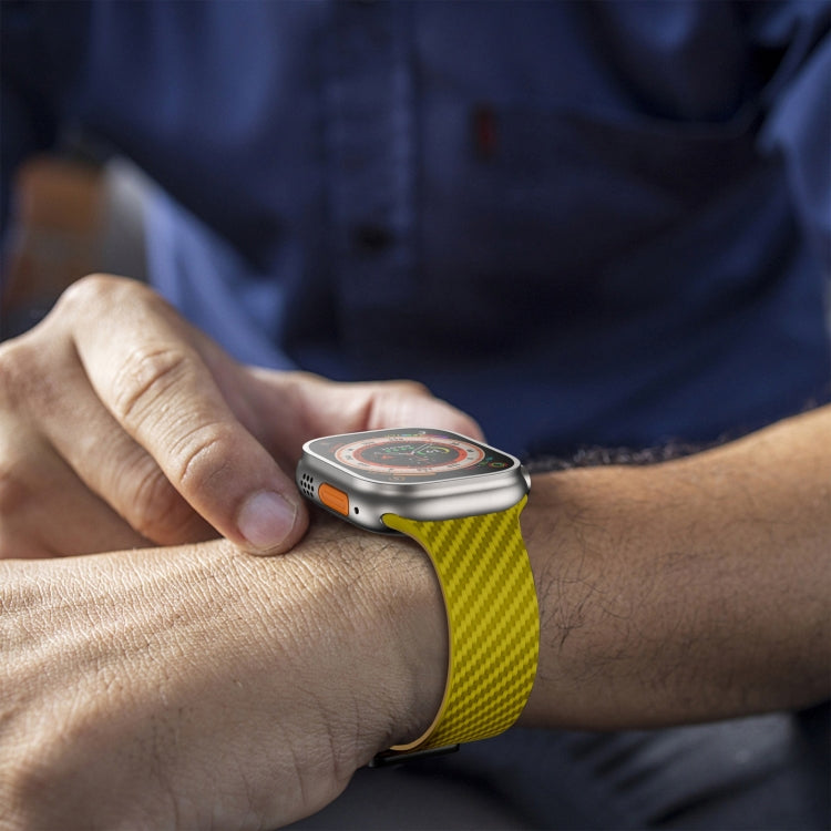 For Apple Watch Ultra 2 49mm Carbon Fiber Magnetic Black Buckle Watch Band(Olive Brown) by bashfashion