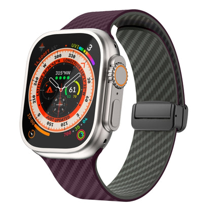 For Apple Watch Ultra 2 49mm Carbon Fiber Magnetic Black Buckle Watch Band(Purple Green) by bashfashion