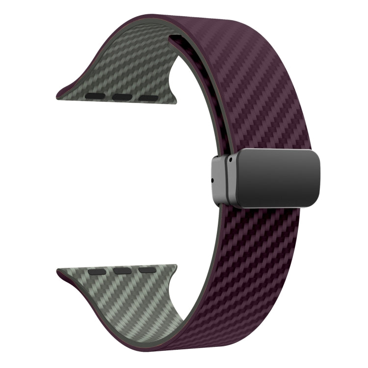 For Apple Watch Ultra 2 49mm Carbon Fiber Magnetic Black Buckle Watch Band(Purple Green) by bashfashion