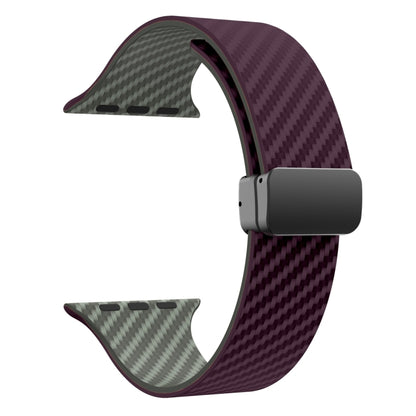 For Apple Watch Ultra 2 49mm Carbon Fiber Magnetic Black Buckle Watch Band(Purple Green) by bashfashion