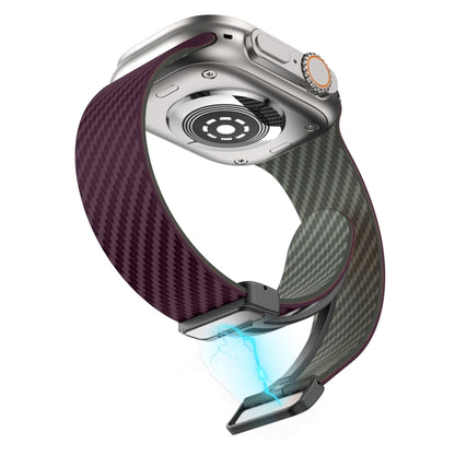 For Apple Watch Ultra 2 49mm Carbon Fiber Magnetic Black Buckle Watch Band(Purple Green) by bashfashion