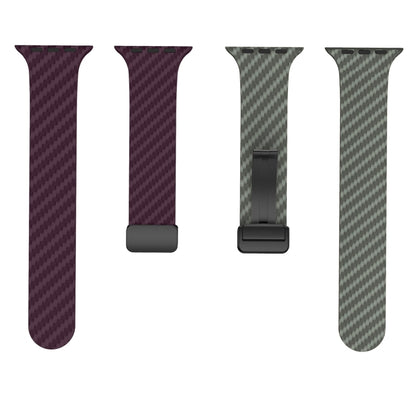 For Apple Watch Ultra 2 49mm Carbon Fiber Magnetic Black Buckle Watch Band(Purple Green) by bashfashion